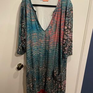 Multicolor V-Neck Women's Dress